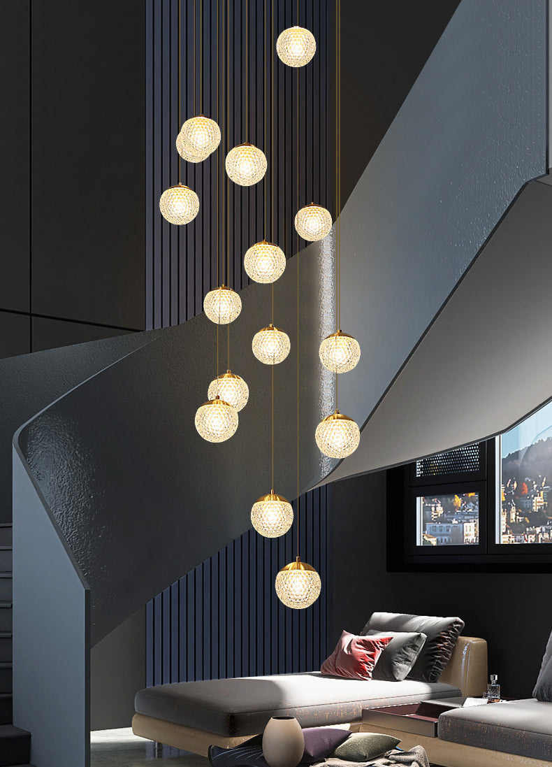 Sparkling LED Chandelier | Glass & Brass Modern | Aurorae