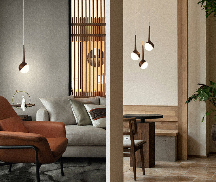 Modern Gourd Hanging Light | Wooden LED Pendant | Aurorae