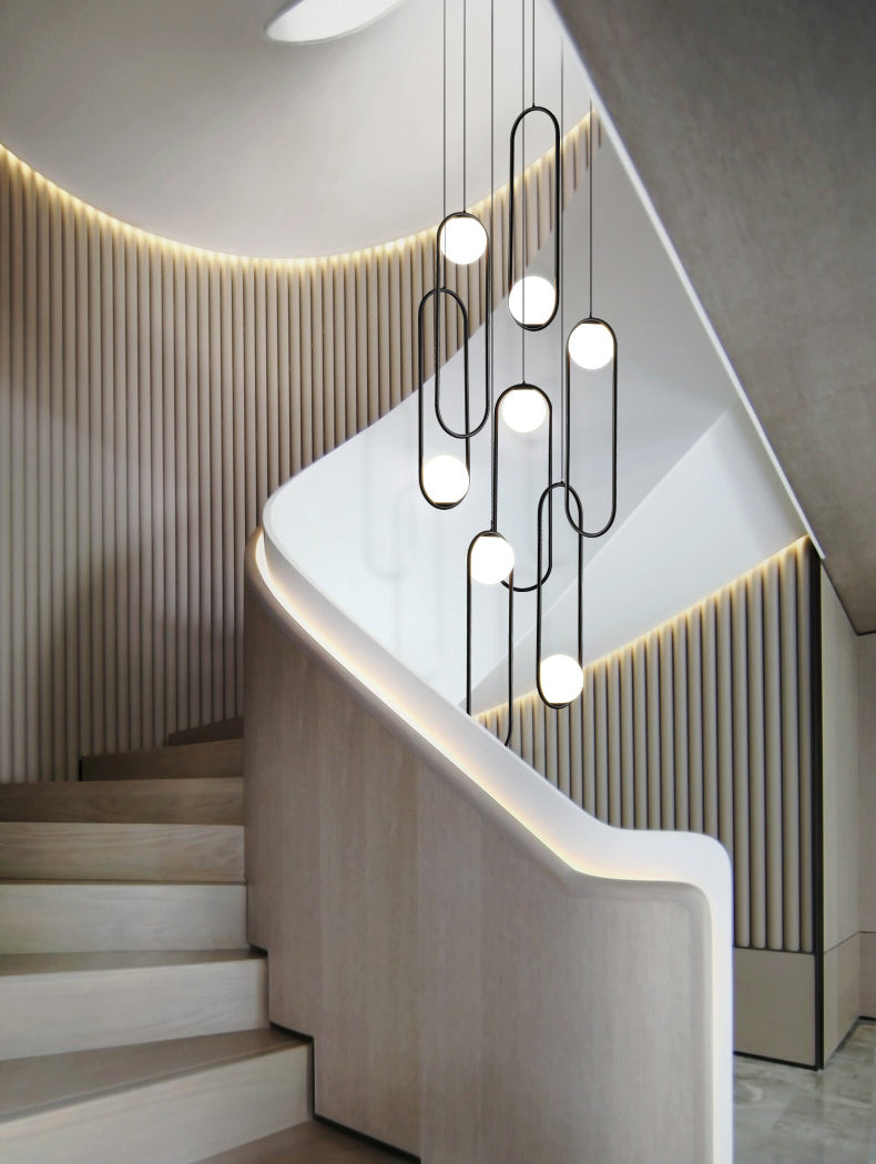 black chandelier lighting for staircase