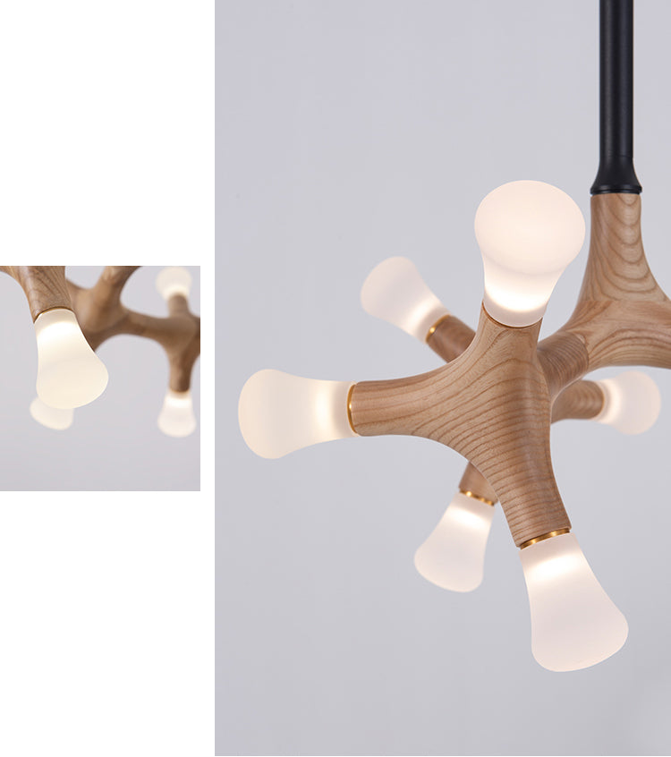 Modern Wooden Living Room Chandelier | LED Industrial | Aurorae