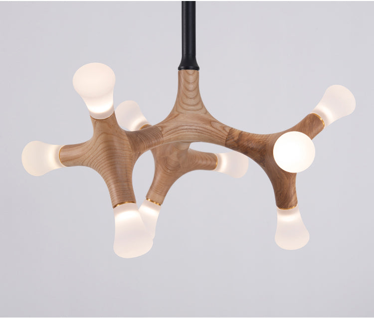 Modern Wooden Living Room Chandelier | LED Industrial | Aurorae