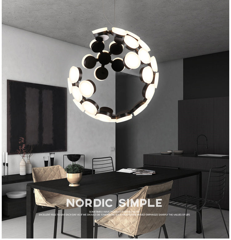 Moon LED Chandelier | Modern Industrial Ring | Aurorae