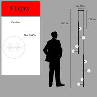 Thumbnail for Overhead view of the 8-light hanging cable style chandelier, creating a serene and evenly diffused light, ideal for contemporary spaces.