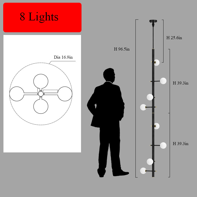 Overhead view of the 8-light hanging cord style chandelier, revealing its canopy.