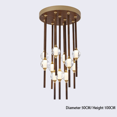 Night Dew Wooden Chandelier | Crystal Glass LED | Aurorae