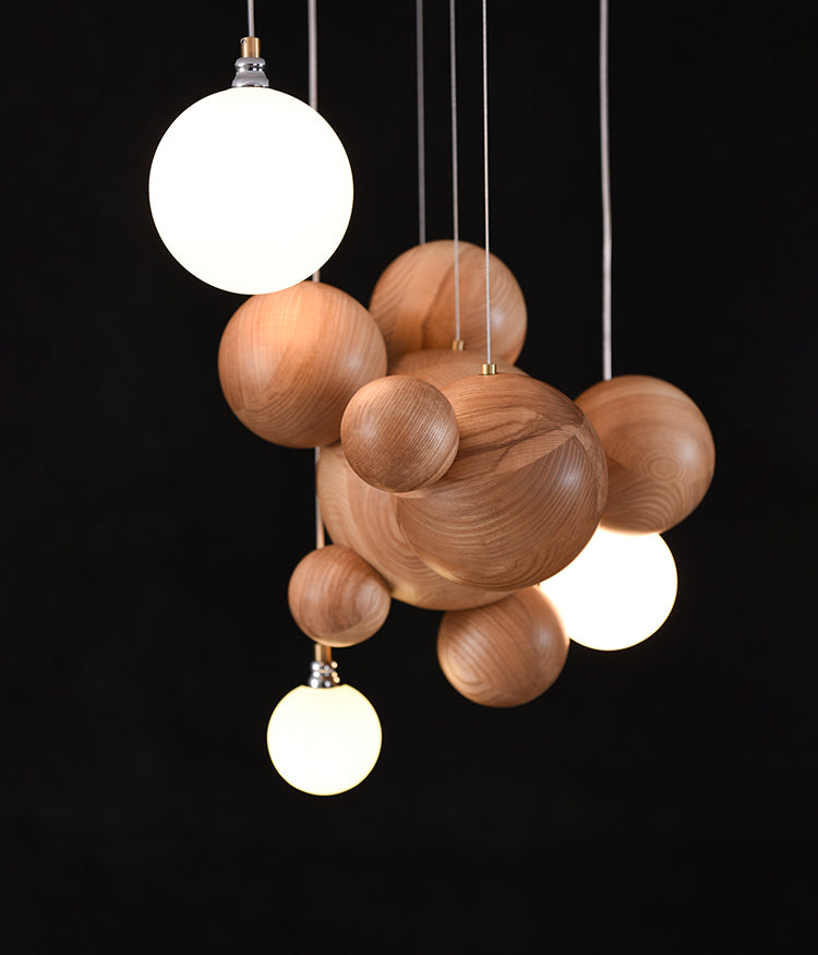 Orb Wooden Pendant Lamp | Sculptural Round LED | Aurorae