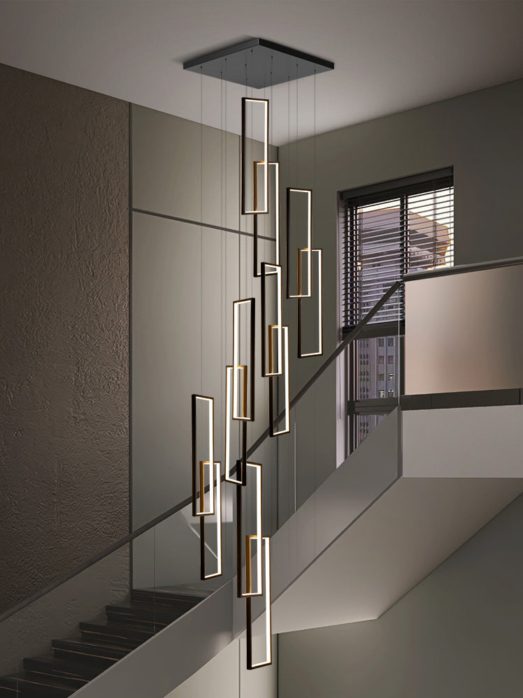 The chandelier in a staircase setting, showcasing its versatile elegance.