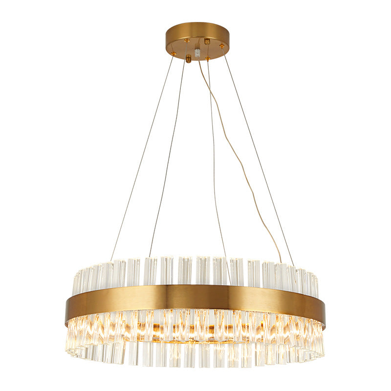 Indoor Round Chandelier | Crystal Brass Compact LED | Aurorae