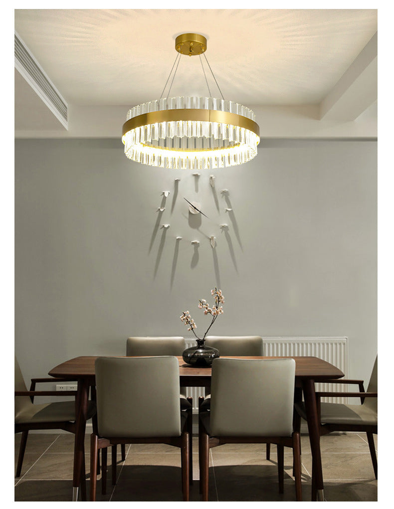 Indoor Round Chandelier | Crystal Brass Compact LED | Aurorae