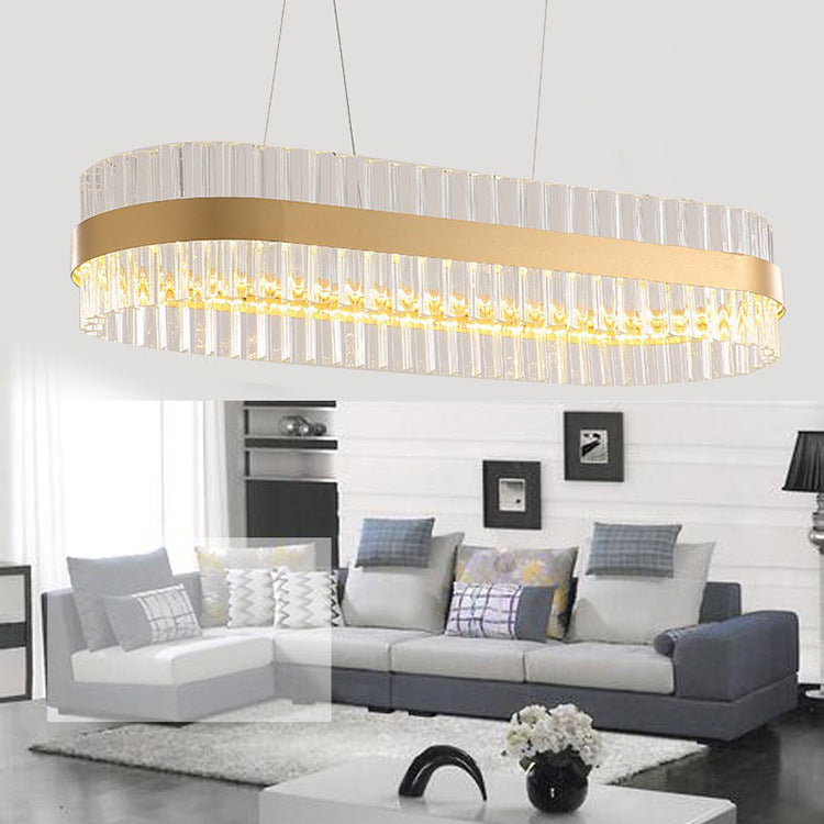 Indoor Round Chandelier | Crystal Brass Compact LED | Aurorae