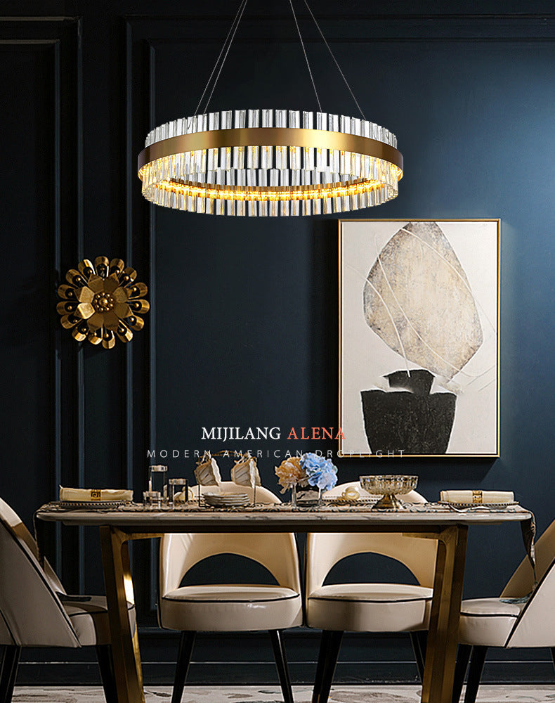 Indoor Round Chandelier | Crystal Brass Compact LED | Aurorae