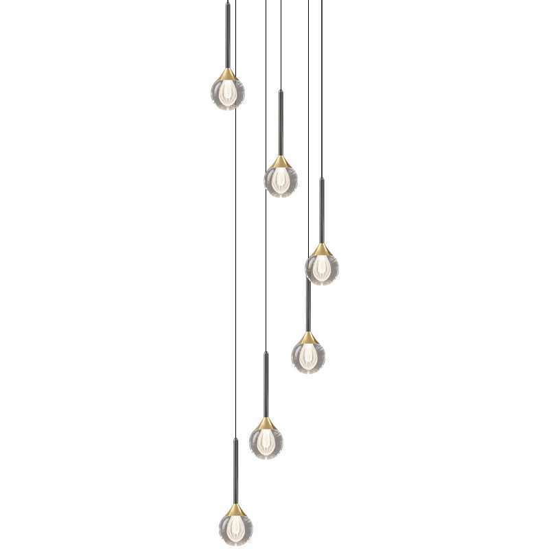 Close-up of the crystal globes on the 6-light model, emphasizing their light-refracting brilliance.