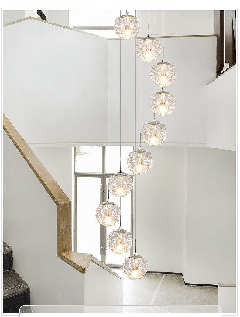 Shiny LED Staircase Chandelier | Chrome Glass | Aurorae