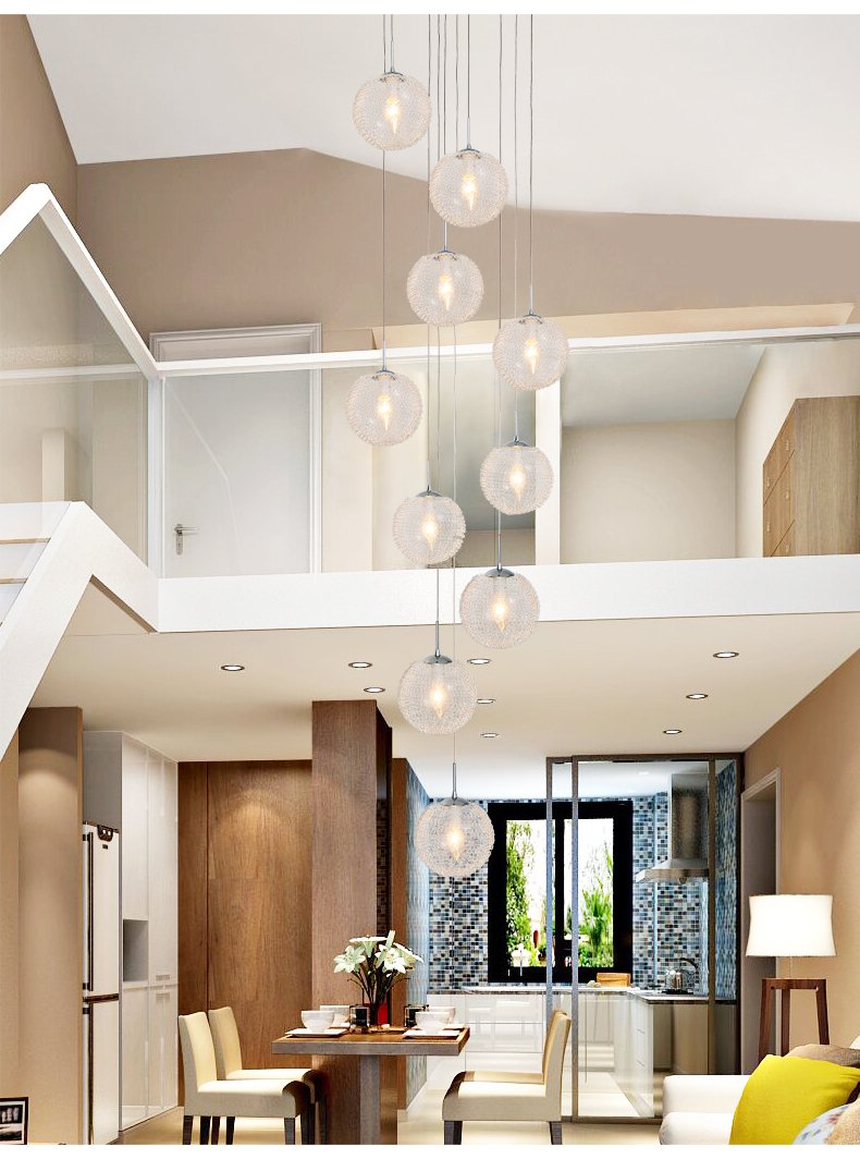 Shiny LED Staircase Chandelier | Chrome Glass | Aurorae