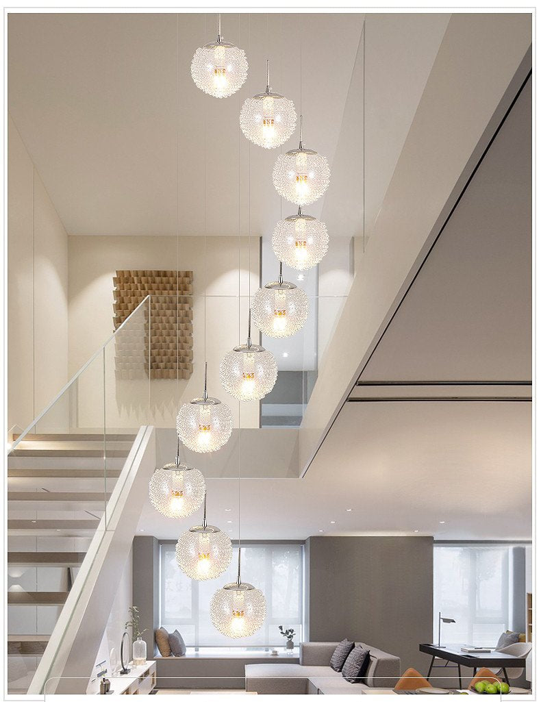 Shiny LED Staircase Chandelier | Chrome Glass | Aurorae