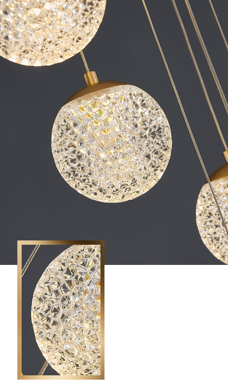 Sparkling LED Chandelier | Glass & Brass Modern | Aurorae