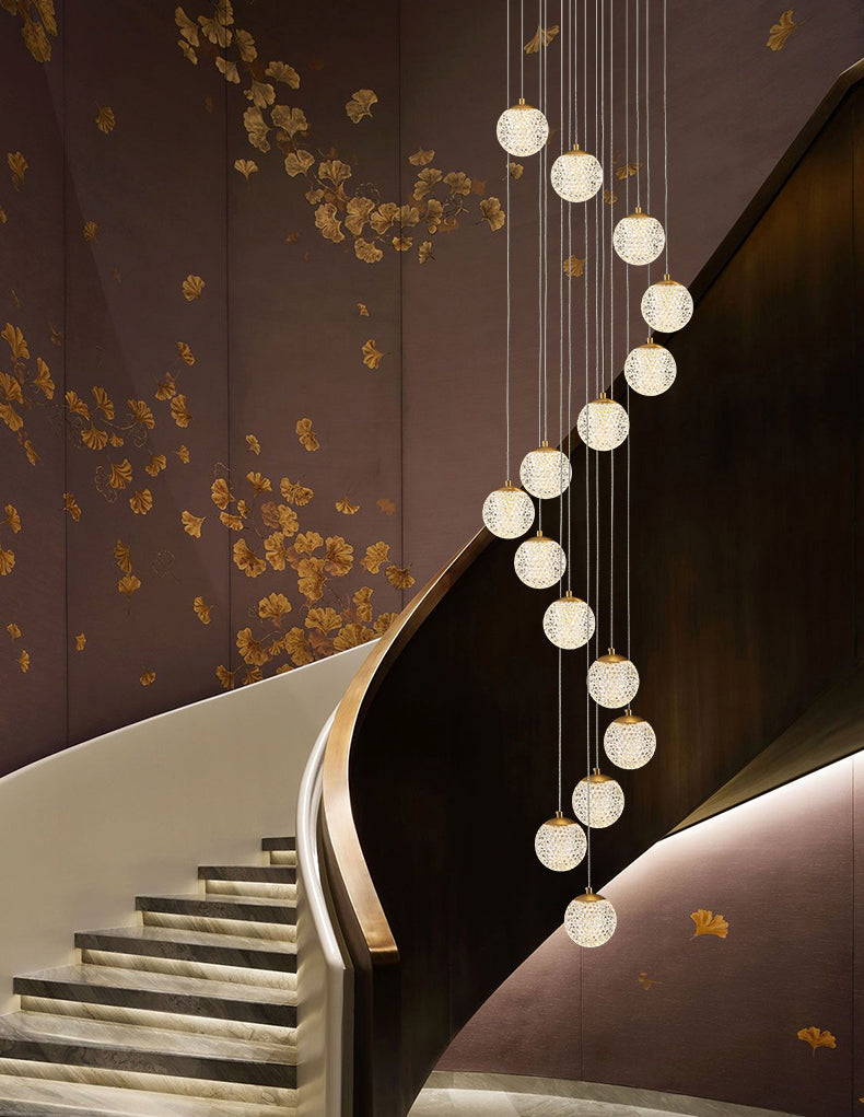 Sparkling LED Chandelier | Glass & Brass Modern | Aurorae