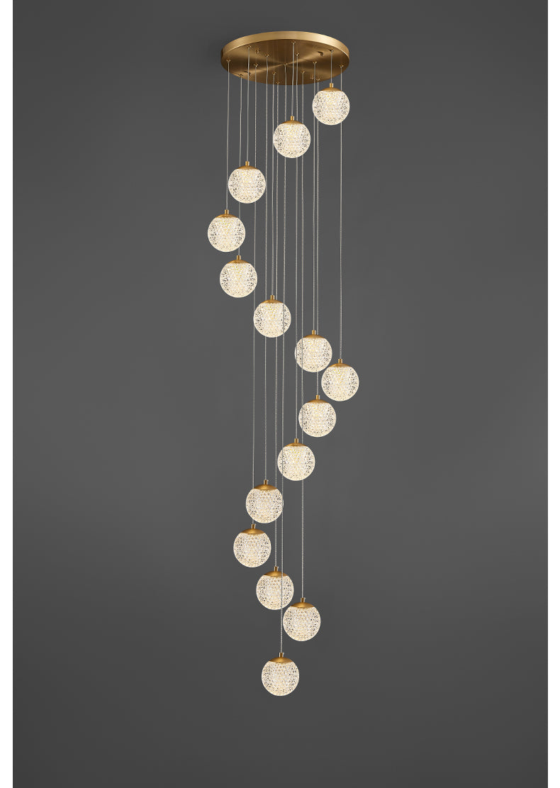 Sparkling LED Chandelier | Glass & Brass Modern | Aurorae
