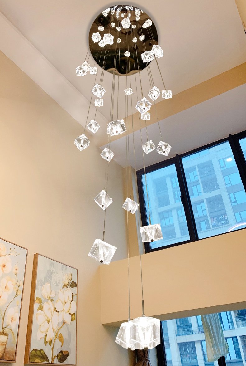 crystal pendant lighting over island