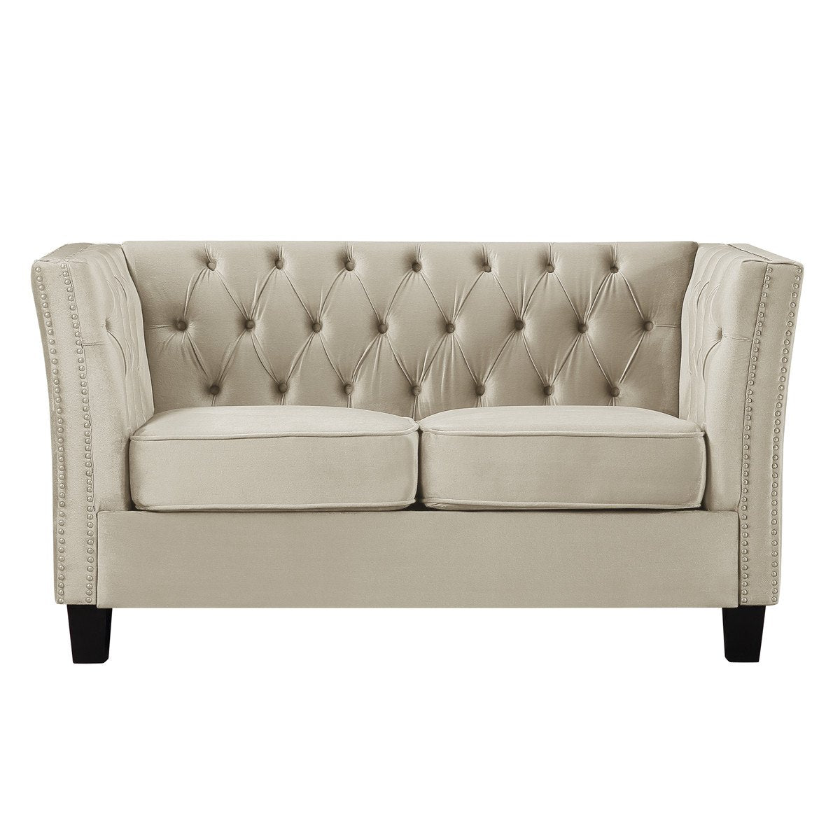 Tufted Living Room Sofa Set with Nailheads