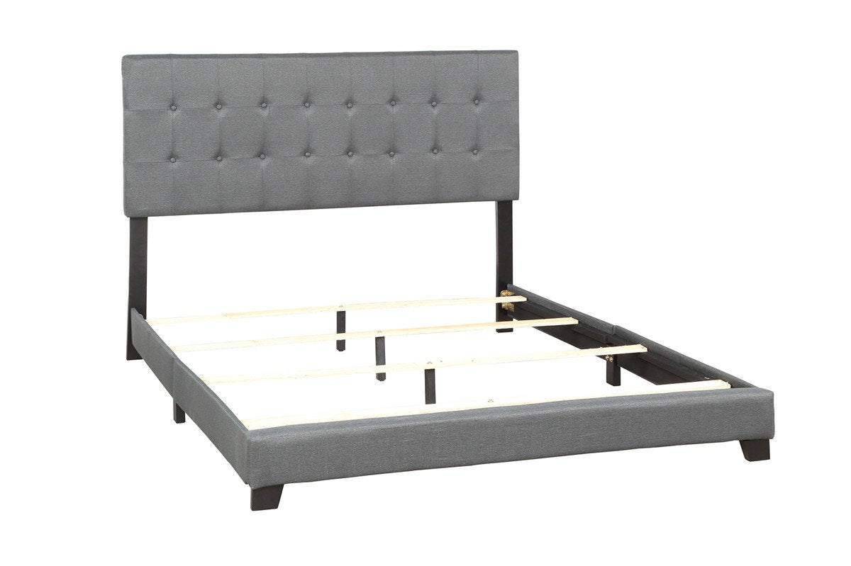 Upholstered Linen Stitch Tufted Platform Bed with Slat Support | Queen Sizes | Gray