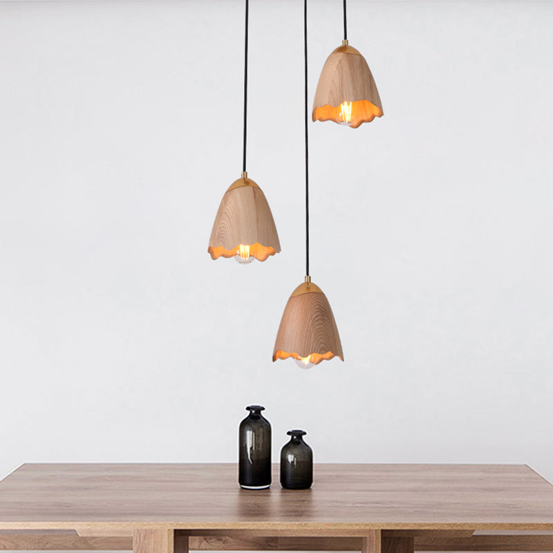 Wooden Bell Pendant Light