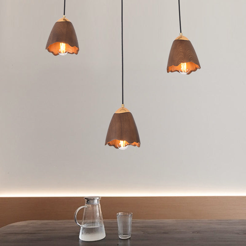 Wooden Bell Pendant Light