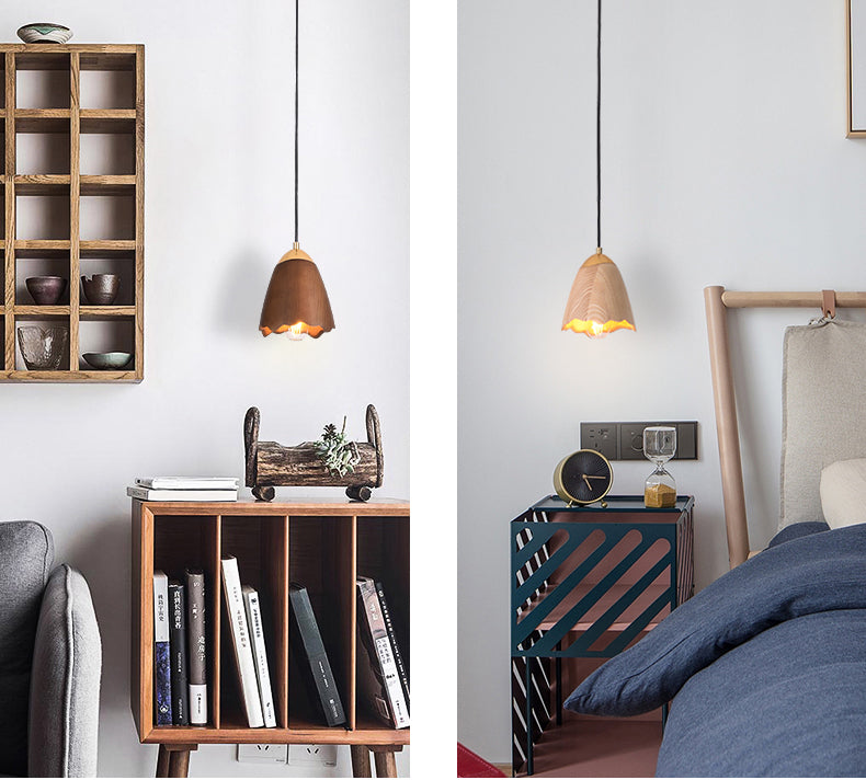 Wooden Bell Pendant Light | Natural LED Minimalist | Aurorae