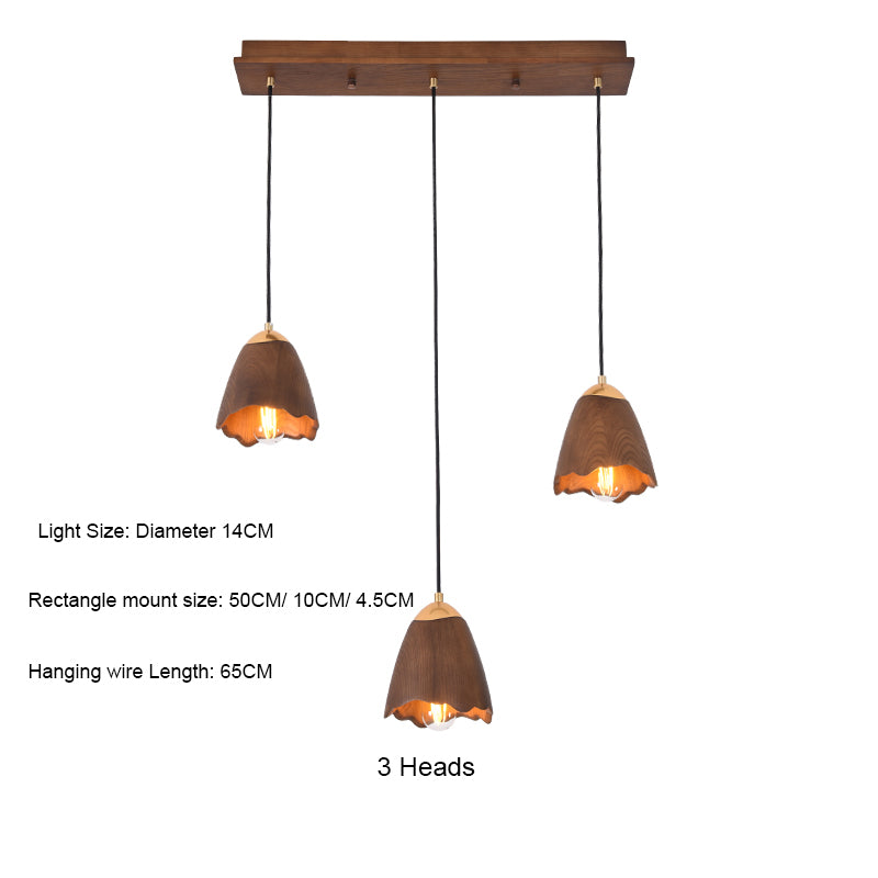 Wooden Bell Pendant Light