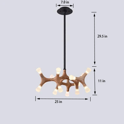 Modern Wooden Living Room Chandelier | LED Industrial | Aurorae