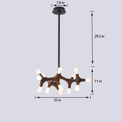 Modern Wooden Living Room Chandelier | LED Industrial | Aurorae