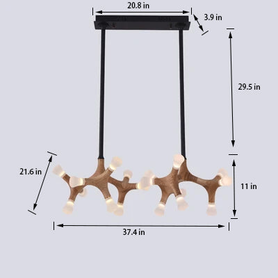 Modern Wooden Living Room Chandelier | LED Industrial | Aurorae
