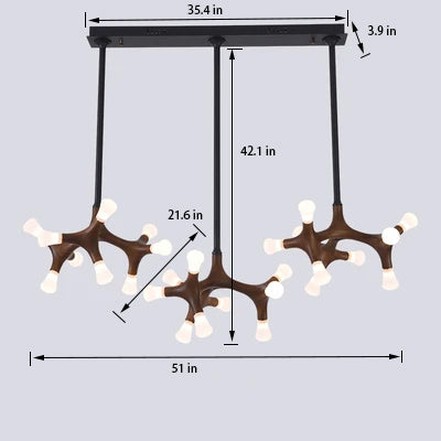 Modern Wooden Living Room Chandelier | LED Industrial | Aurorae