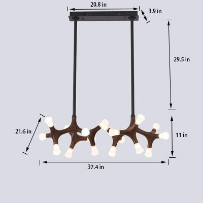 Modern Wooden Living Room Chandelier | LED Industrial | Aurorae