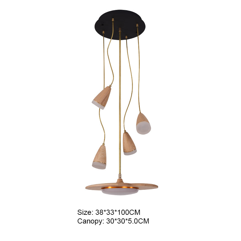 Wooden Lotus Pendant Light