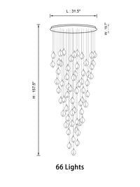 Thumbnail for Front view of the 66-light Bloom Chandelier in ellipse style, showcasing its radiant porcelain petals and gold accents.