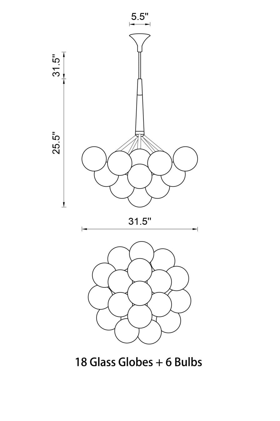 cluster bubble chandelier lighting above dinning table