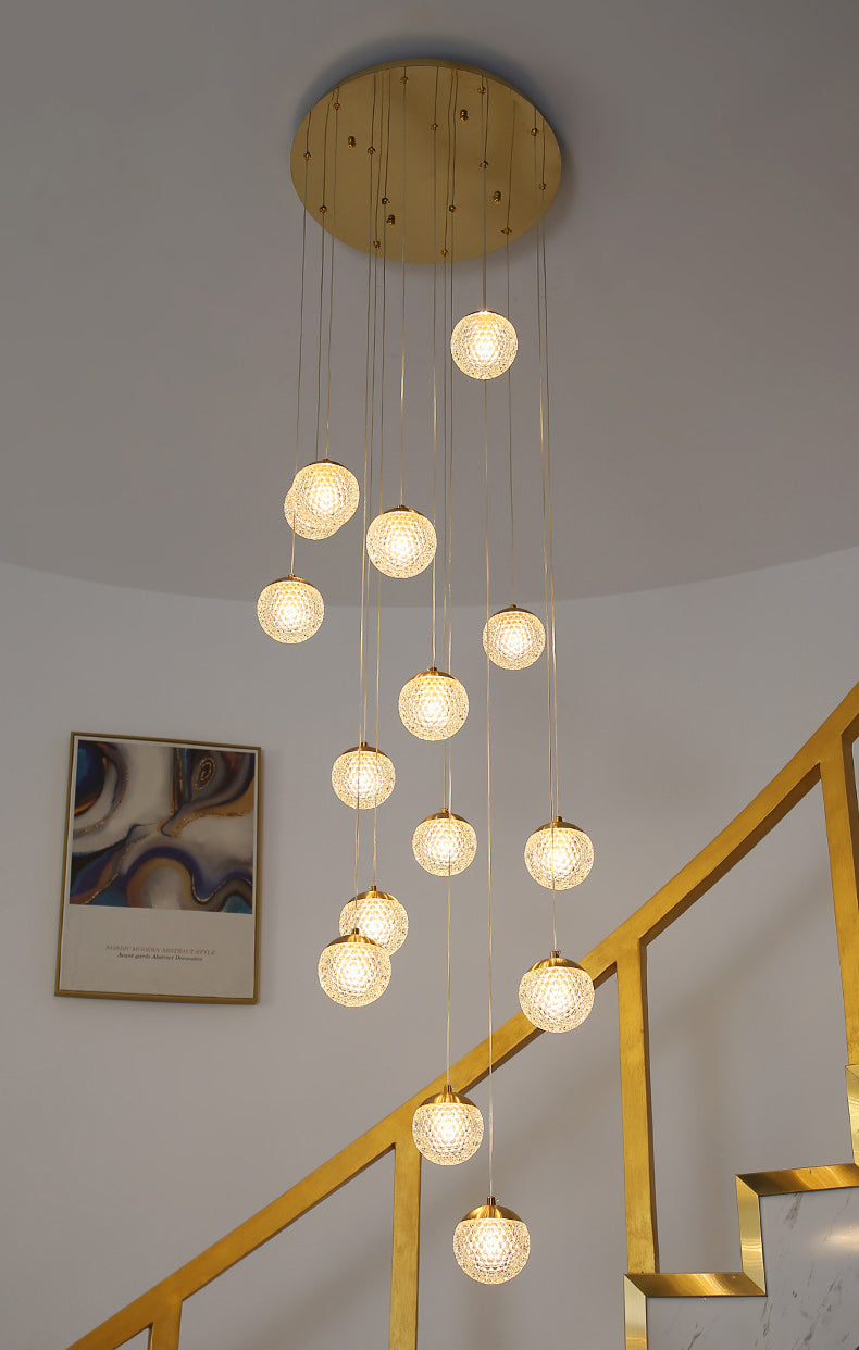 Sparkling LED Chandelier | Glass & Brass Modern | Aurorae