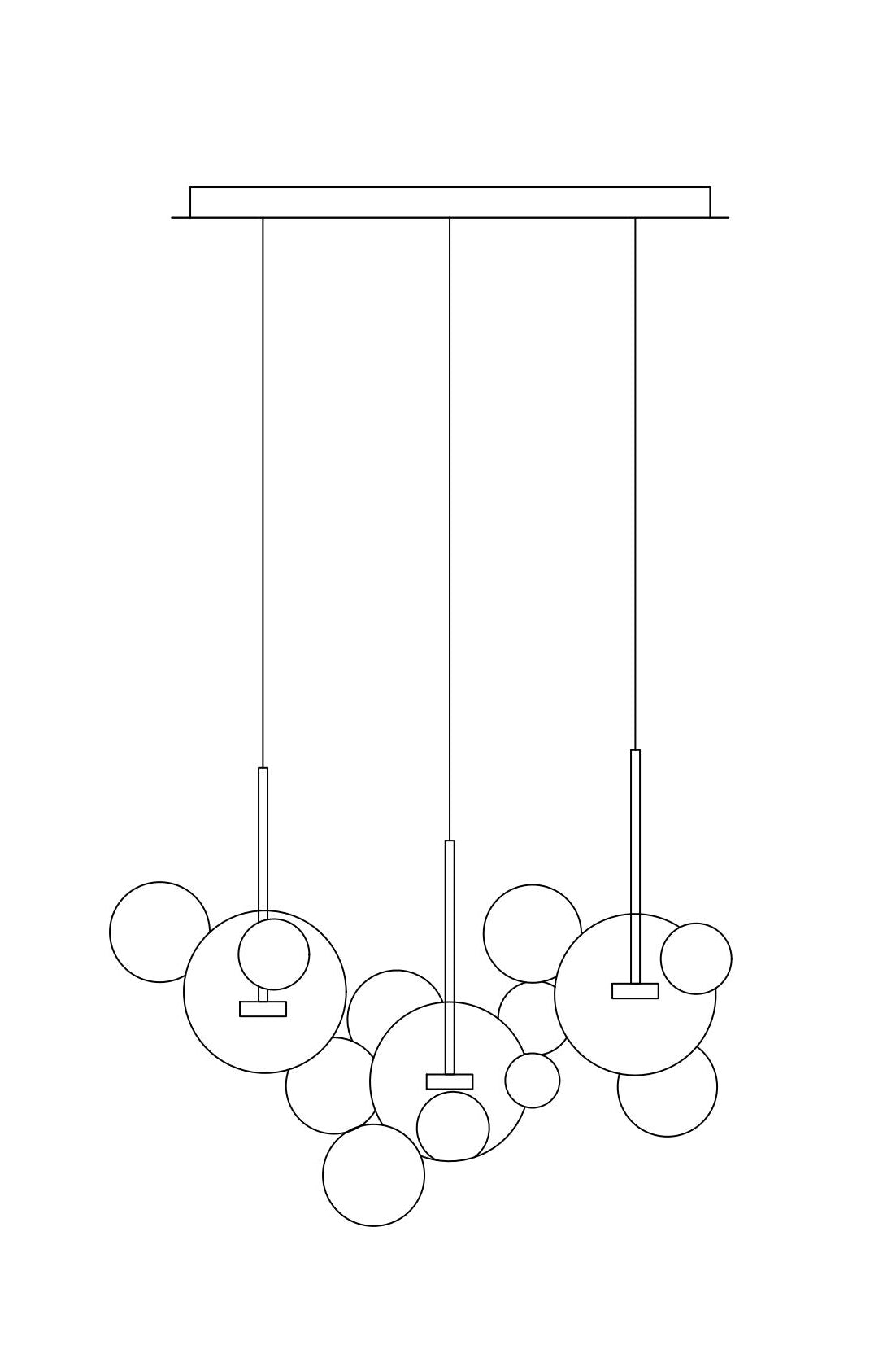 15-bubble chandelier in a modern dining room, creating a warm, inviting ambiance.
