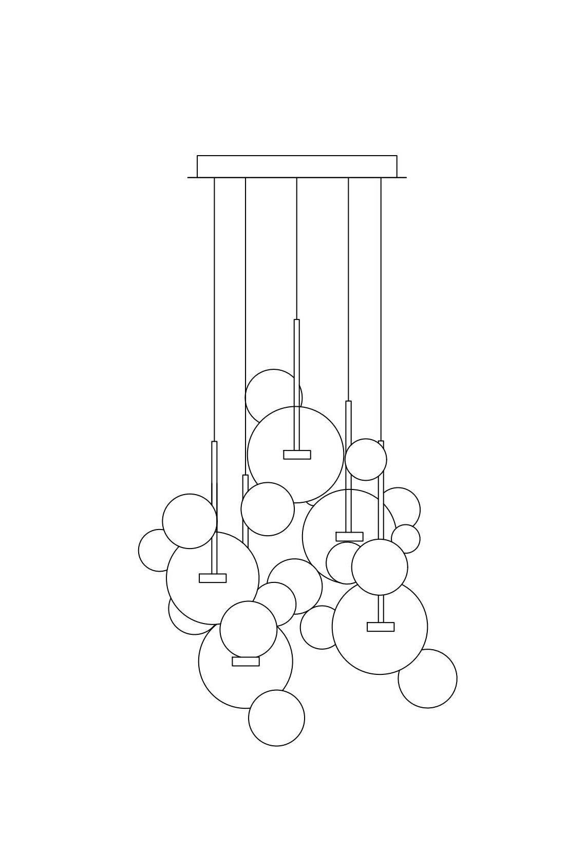 25-bubble chandelier in a stylish living room, adding whimsical charm.