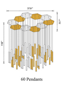 Thumbnail for 60-light chandelier, emphasizing its sleek, cylindrical arrangement.