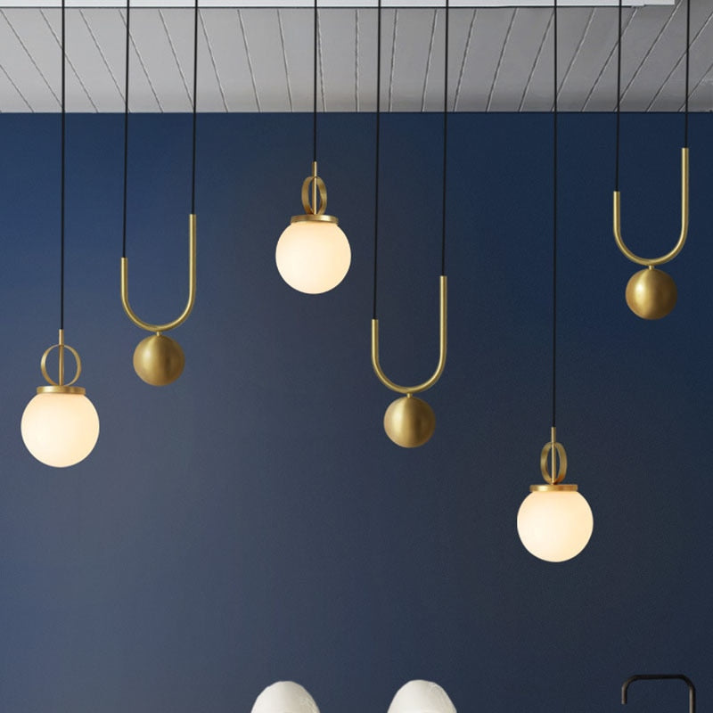 Electroplating Bronze Stretchable Glass Pellet Chandelier