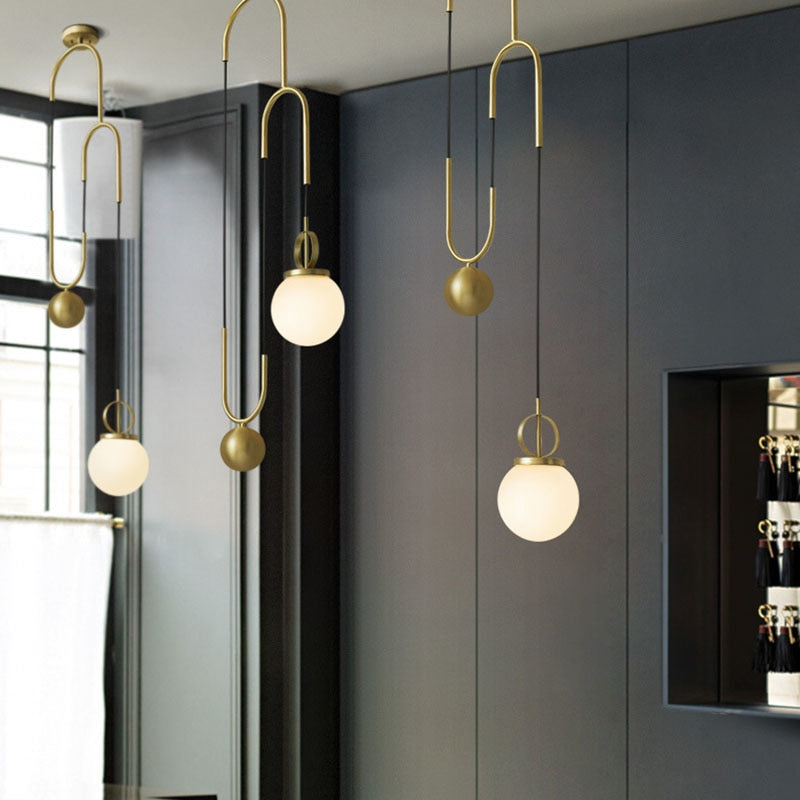 Electroplating Bronze Stretchable Glass Pellet Chandelier