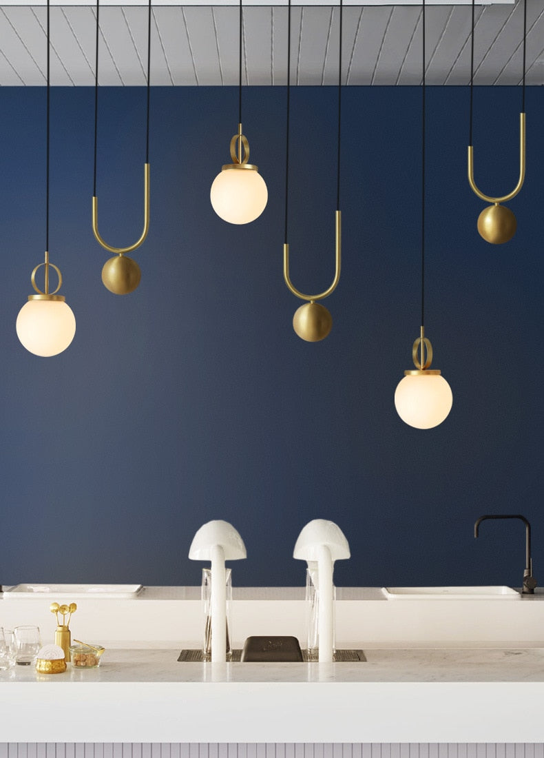 Electroplating Bronze Stretchable Glass Pellet Chandelier