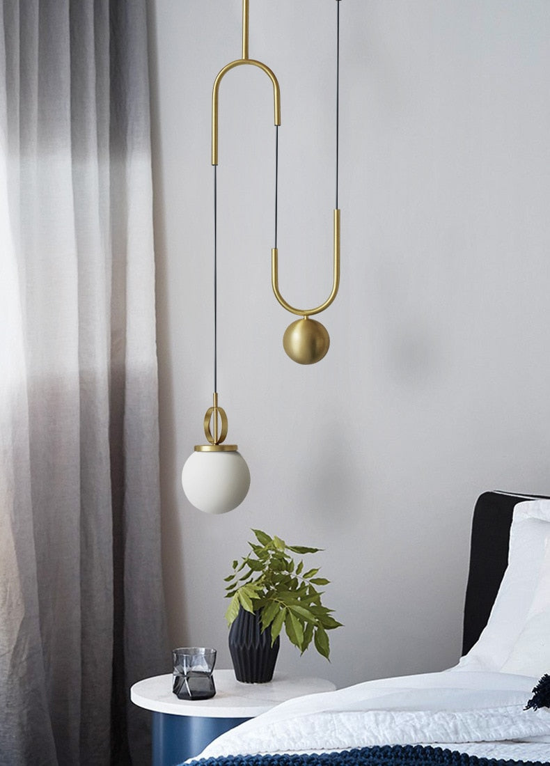 Electroplating Bronze Stretchable Glass Pellet Chandelier