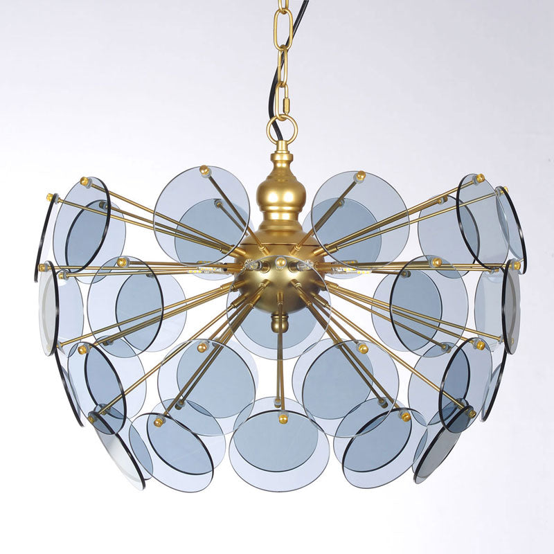 Glass Shade Circular Golden Chandelier | Modern LED | Aurorae