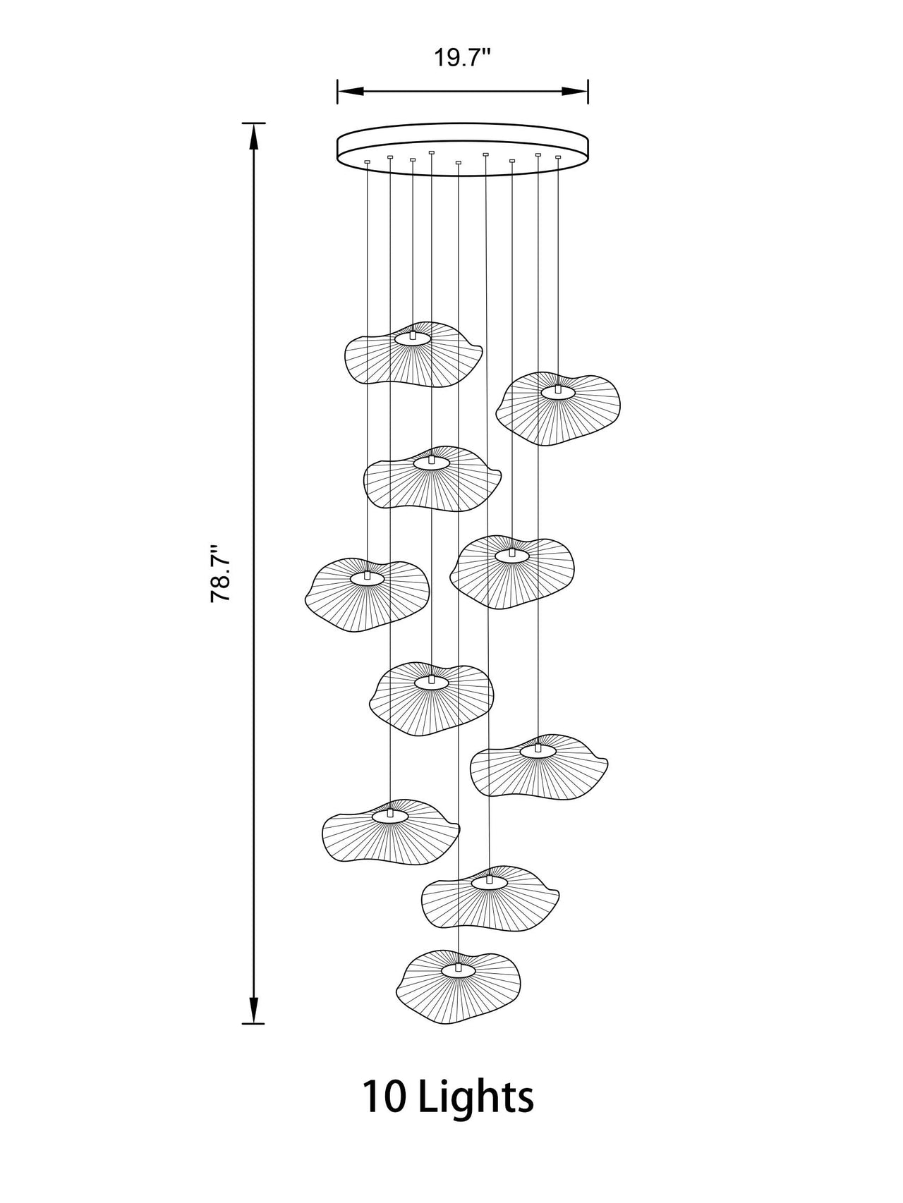 Front view of the 10-light configuration in an entryway, casting a welcoming glow.