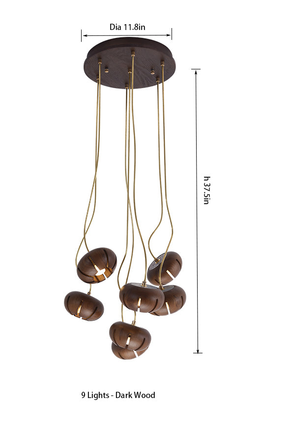 Flower Wooden Chandelier | Natural Brass LED | Aurorae