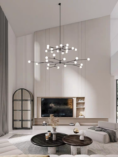 The 30-light Branches Chandelier, seen from the front, offers a balanced, sophisticated lighting solution.