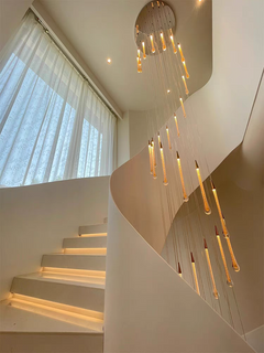 When lit, the celestial crystal chandelier emits a profound, dreamlike glow, transforming the space with serene light.
